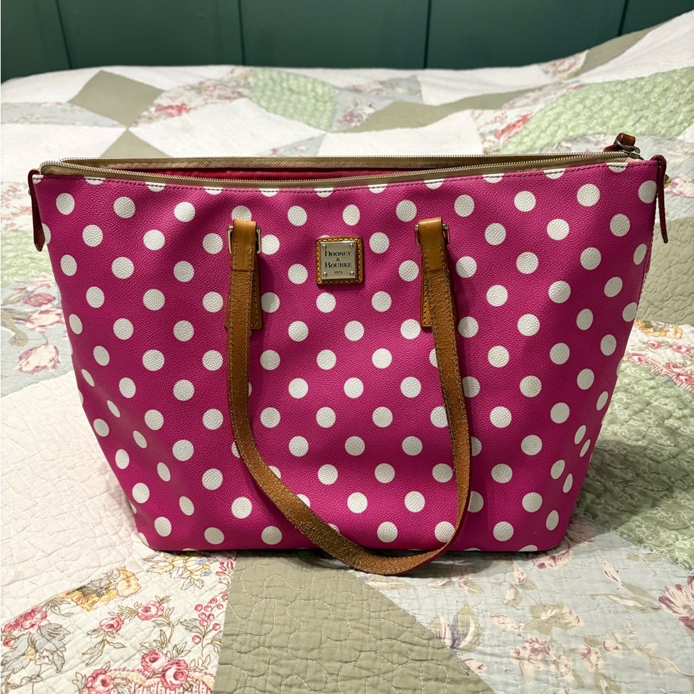 Dooney & Bourke Pink Polka Dot Tote Bag